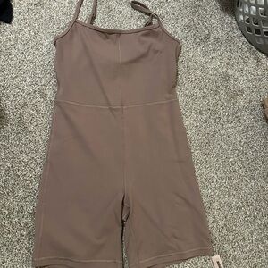 Aritzia Taupe Spaghetti-Strap Romper Jumpsuit